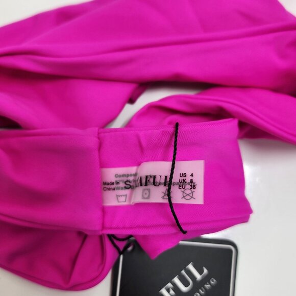 Zaful Womens Pink Ruched Bikini Set With Adjustable Straps & Tie Back Size S - Picture 4 of 7